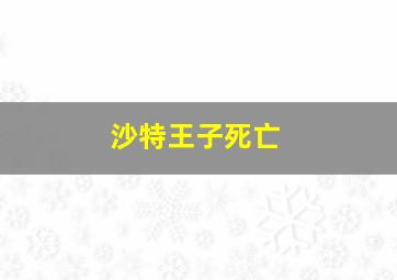 沙特王子死亡