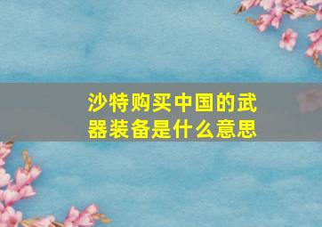 沙特购买中国的武器装备是什么意思