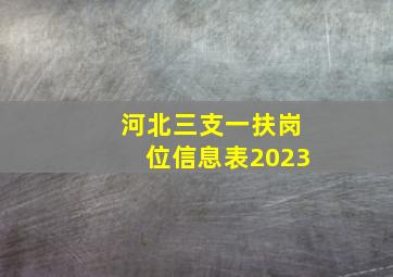 河北三支一扶岗位信息表2023