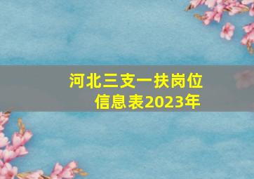 河北三支一扶岗位信息表2023年