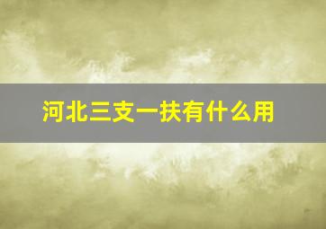 河北三支一扶有什么用