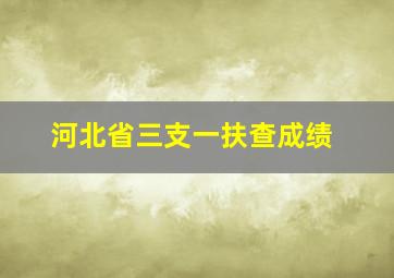 河北省三支一扶查成绩