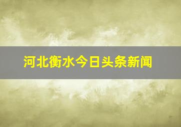 河北衡水今日头条新闻