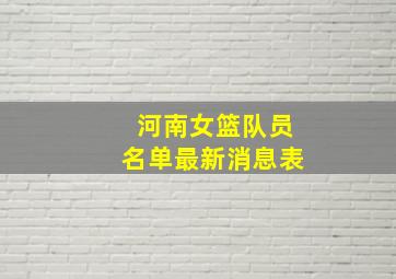 河南女篮队员名单最新消息表