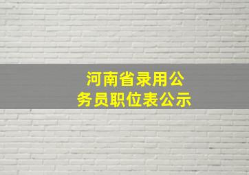 河南省录用公务员职位表公示