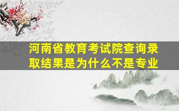 河南省教育考试院查询录取结果是为什么不是专业