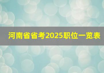 河南省省考2025职位一览表