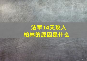 法军14天攻入柏林的原因是什么