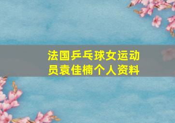 法国乒乓球女运动员袁佳楠个人资料