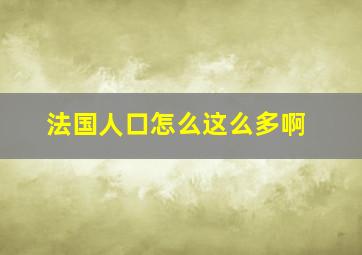 法国人口怎么这么多啊