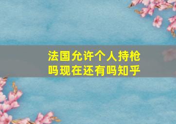 法国允许个人持枪吗现在还有吗知乎