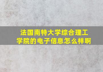 法国南特大学综合理工学院的电子信息怎么样啊