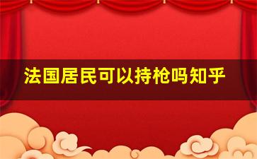 法国居民可以持枪吗知乎