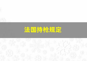 法国持枪规定