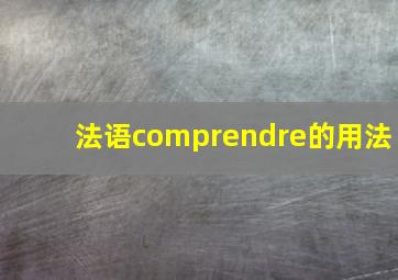 法语comprendre的用法