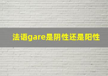 法语gare是阴性还是阳性