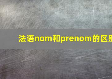 法语nom和prenom的区别