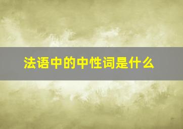 法语中的中性词是什么