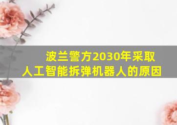 波兰警方2030年采取人工智能拆弹机器人的原因