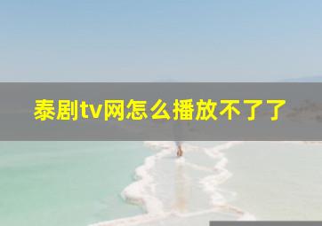 泰剧tv网怎么播放不了了