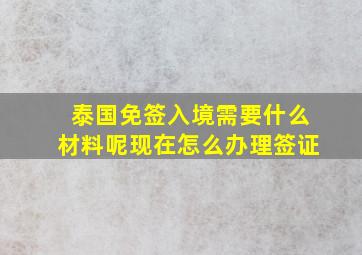 泰国免签入境需要什么材料呢现在怎么办理签证