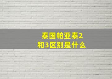 泰国帕亚泰2和3区别是什么