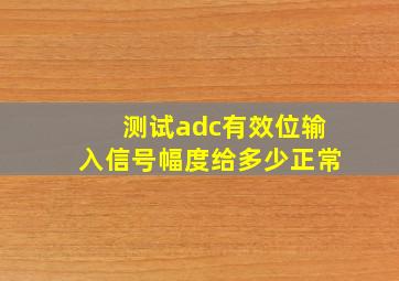 测试adc有效位输入信号幅度给多少正常