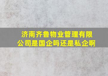 济南齐鲁物业管理有限公司是国企吗还是私企啊