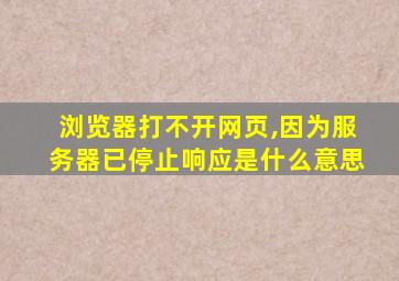 浏览器打不开网页,因为服务器已停止响应是什么意思