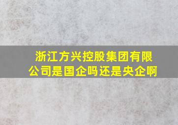 浙江方兴控股集团有限公司是国企吗还是央企啊