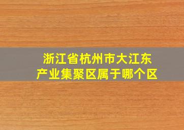 浙江省杭州市大江东产业集聚区属于哪个区