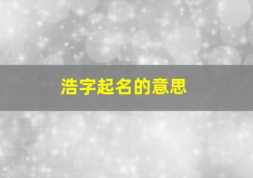 浩字起名的意思