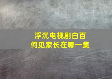 浮沉电视剧白百何见家长在哪一集