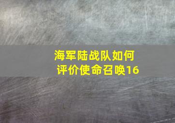 海军陆战队如何评价使命召唤16