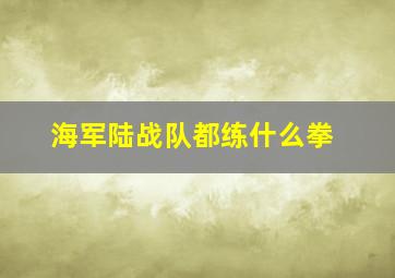 海军陆战队都练什么拳