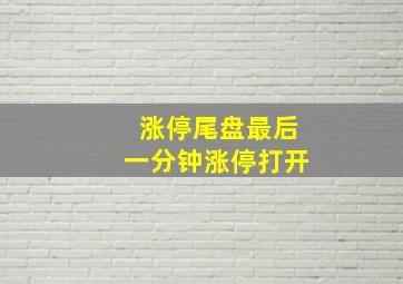 涨停尾盘最后一分钟涨停打开