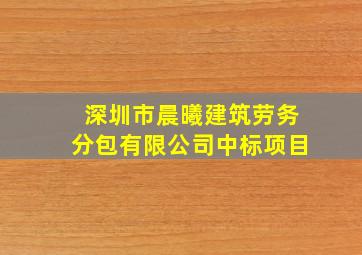 深圳市晨曦建筑劳务分包有限公司中标项目