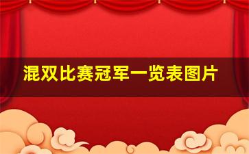 混双比赛冠军一览表图片