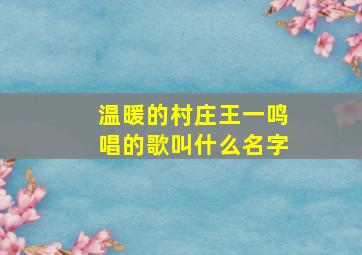 温暖的村庄王一鸣唱的歌叫什么名字