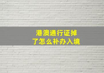 港澳通行证掉了怎么补办入境