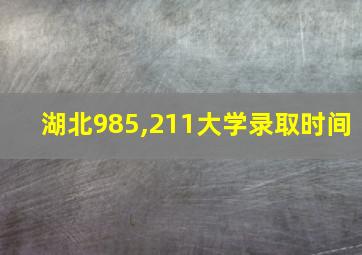 湖北985,211大学录取时间