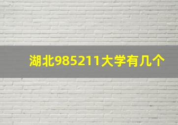 湖北985211大学有几个