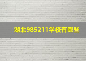 湖北985211学校有哪些