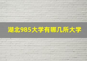 湖北985大学有哪几所大学