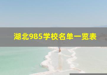 湖北985学校名单一览表