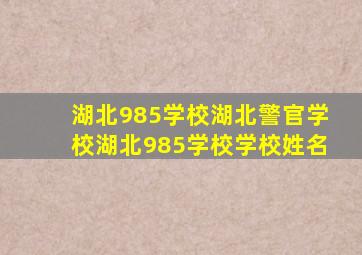 湖北985学校湖北警官学校湖北985学校学校姓名