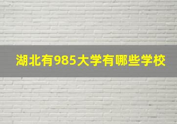 湖北有985大学有哪些学校