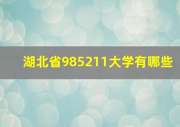 湖北省985211大学有哪些