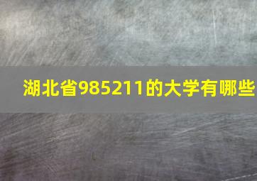 湖北省985211的大学有哪些