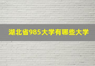 湖北省985大学有哪些大学